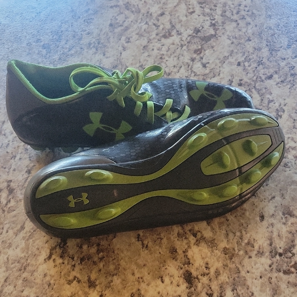 Under Armour Black Cleats with Green Highlights